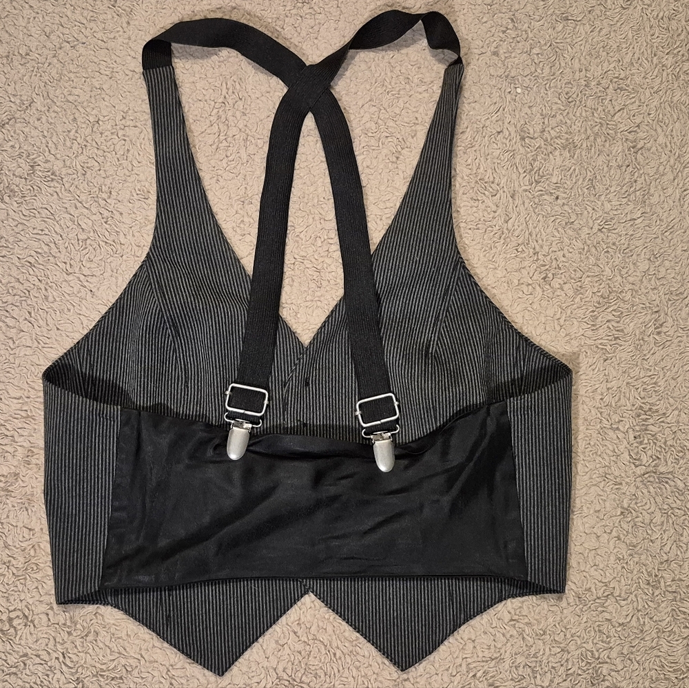 Tom K Nguyen Black Pinstripe Women's Vest Top 2 - Picture 4 of 8